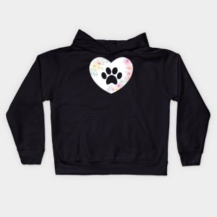 Heart Dog Paw Flowers Kids Hoodie